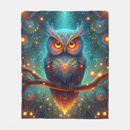 Manta Polar Lechuza psicodélica en un bosque cósmico