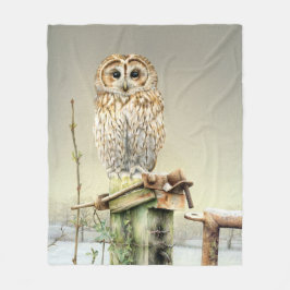 Manta Polar Lechuza Tawny en la acuarela de arte fino de la ni