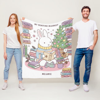 Manta Polar Lector de conejito lindo Navidad Regalo personaliz