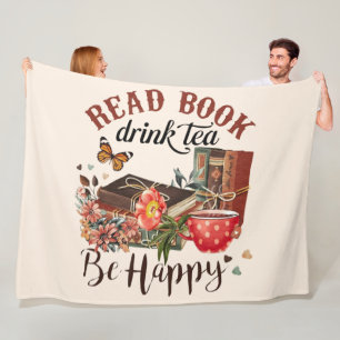 Manta Polar Leer libros, beber té y ser feliz