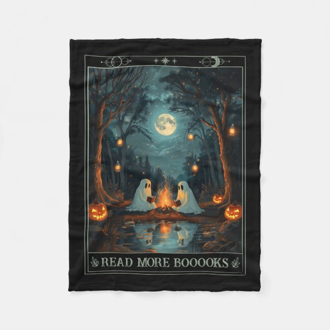 Manta Polar Leer más libros Cute Spooky Ghost Reading Book Tar (Anverso)