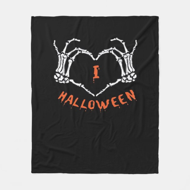 Manta Polar Lema Halloween. Gesto Cardíaco Hecho De Skeleton (Anverso)