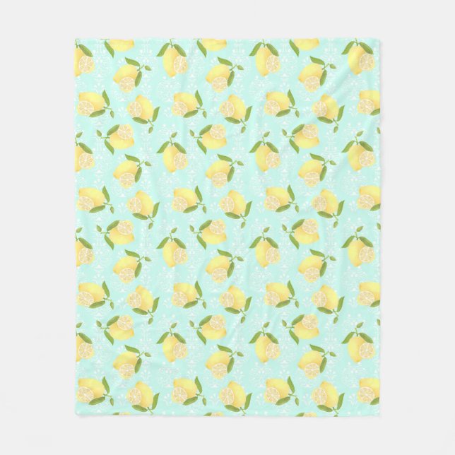 Manta Polar Lemon Motif Love Blue (Anverso)