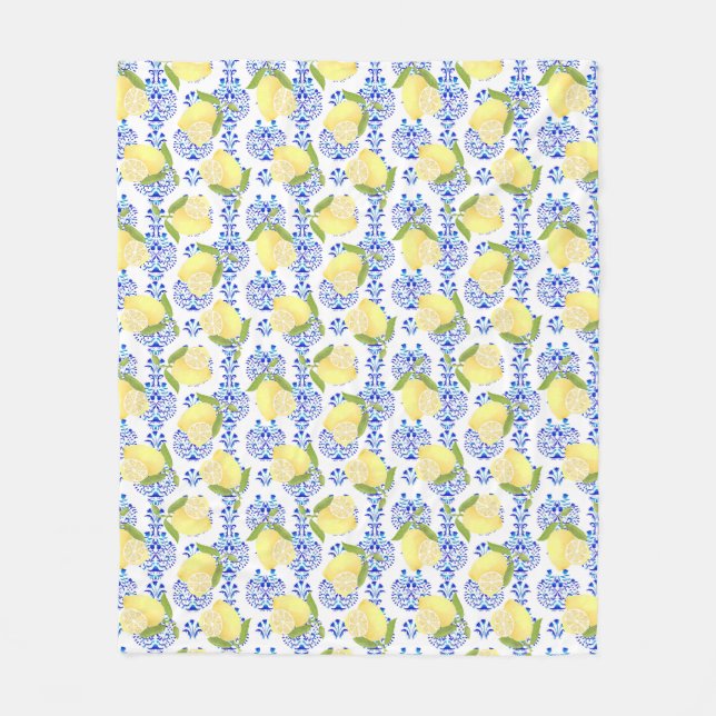 Manta Polar Lemon Motif Love White (Anverso)