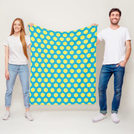 Manta Polar Lemon Slice Pattern Blue Fleece Blanc