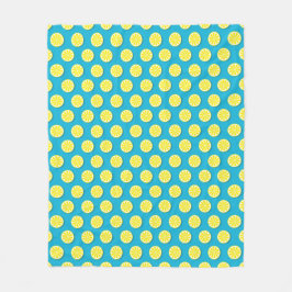 Manta Polar Lemon Slice Pattern Blue Fleece Blanc