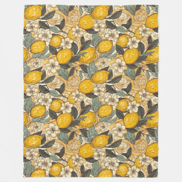 Manta Polar Lemones de verano y flores blancas