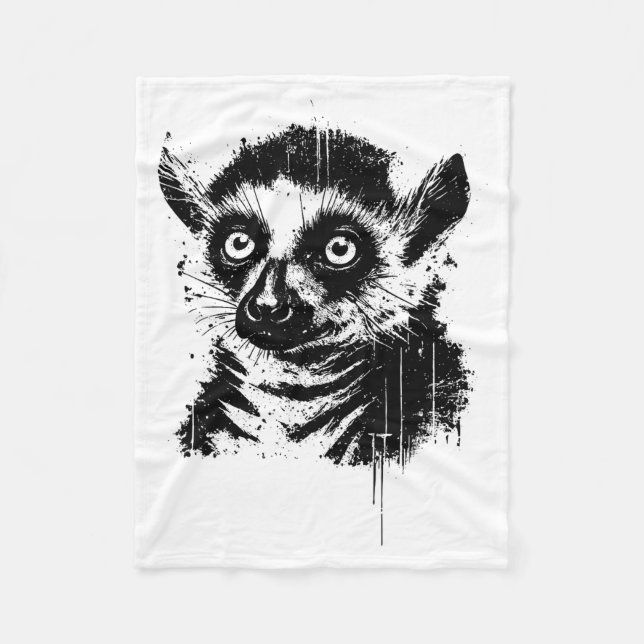 Manta Polar Lemur Ink Art Jungle Madaga Wildlife Rtrait Nge  (Anverso)