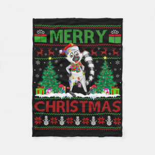Manta Polar Lemur Lover Xmas Tree ilumina a Santa Lemur Chris