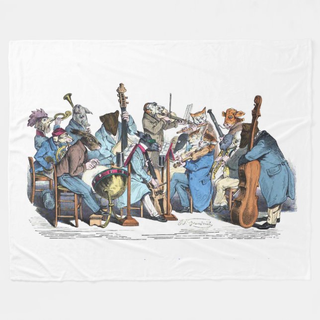 MANTA POLAR LENGUA MUSICAL ANIMAL GRANJA ORQUESTA (Frente (Horizontal))