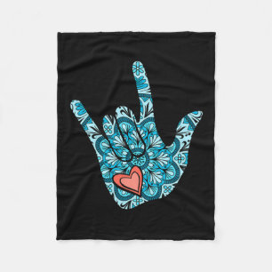 Manta Polar Lenguaje de Rótulo que te amo Gesture Heart Deaf A