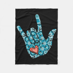 Manta Polar Lenguaje de señas Asl Te amo gesto corazón sordo