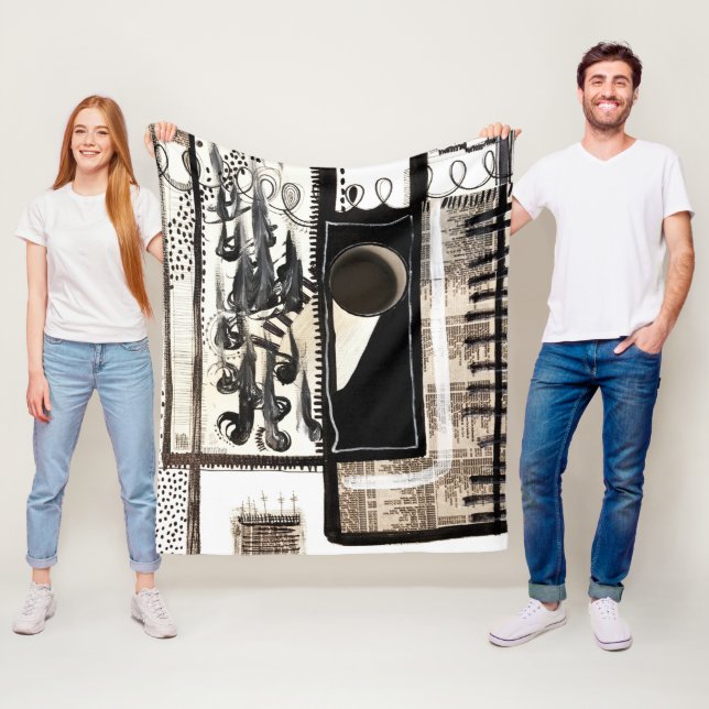 Manta Polar Lenguaje urbano negro y blanco (In situ)