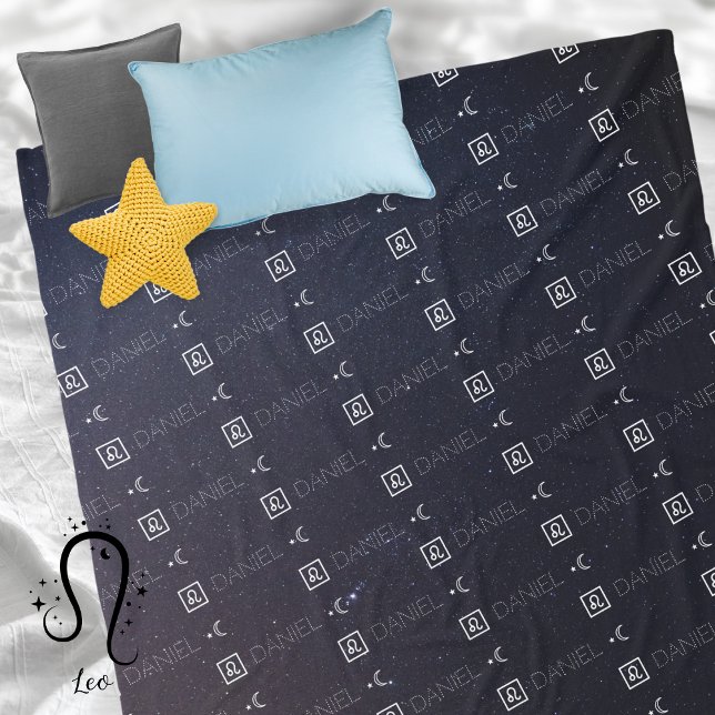Manta Polar Leo Zodiac nombre Rótulo constelación estrellas de (Leo Zodiac Sign Symbol Personalized Repeating Name Seamless Pattern Starry Night Sky Moon Blanket
)