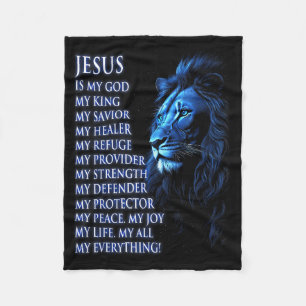 Manta Polar León Cristiano Jesús Es Mi Rey, Dios, Señor, Y Sa
