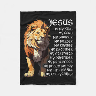 Manta Polar León Cristiano Jesús Es Mi Rey, Dios, Señor, Y Sa