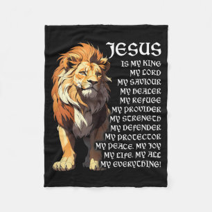 Manta Polar León Cristiano Jesús Es Mi Rey, Dios, Señor, Y Sa