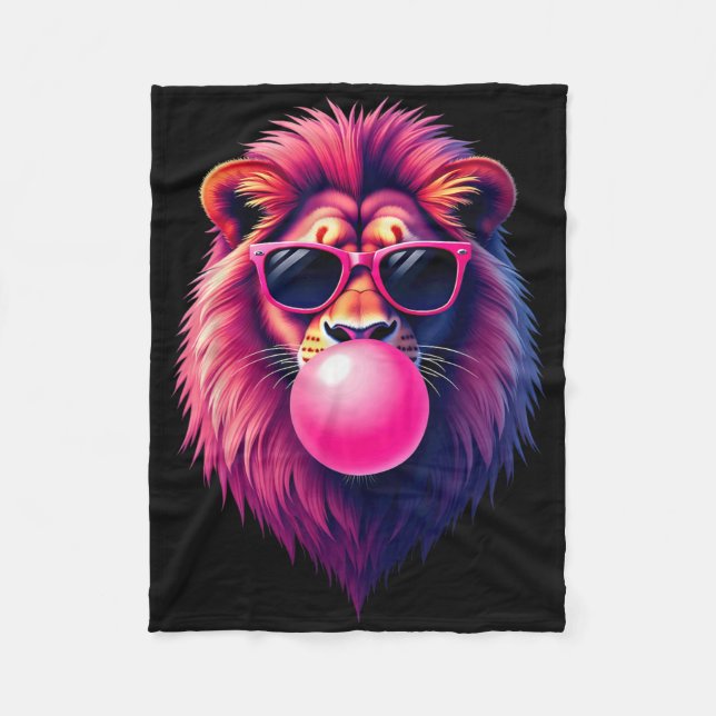 Manta Polar León rosado que sopla burbuja (Anverso)
