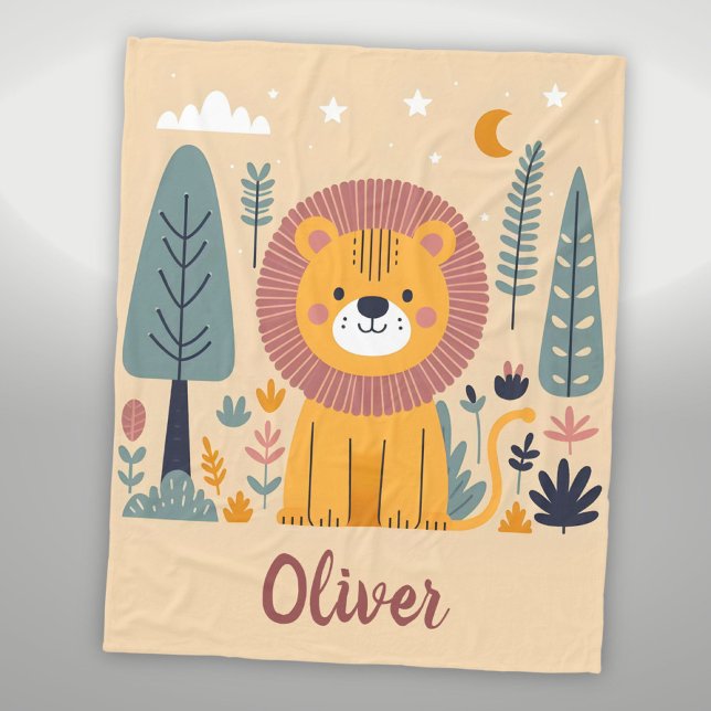 Manta Polar León sonriente lindo en bosque (Subido por el creador)