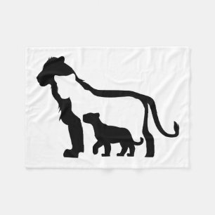 Manta Polar Leones blancos y negros