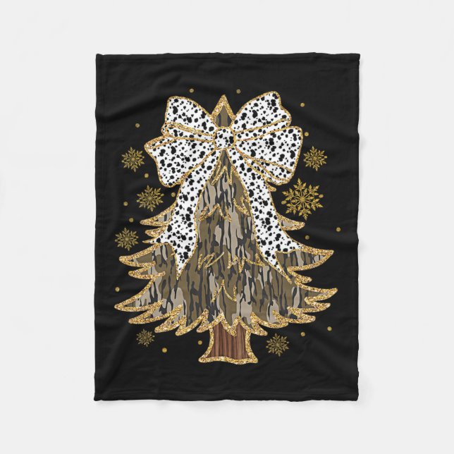 Manta Polar Leopard Coquette Bow Camo Caza de Árbol de Navidad (Anverso)
