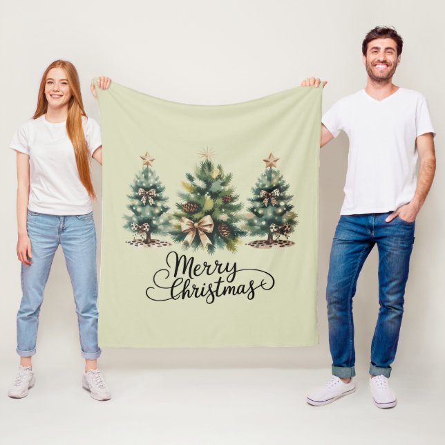 Manta Polar Leopard Merry Christmas Tree Coquette Bow Xmas (In situ)