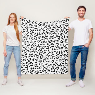 Manta Polar Leopard Print, Leopard Spots, Negro Y Blanco