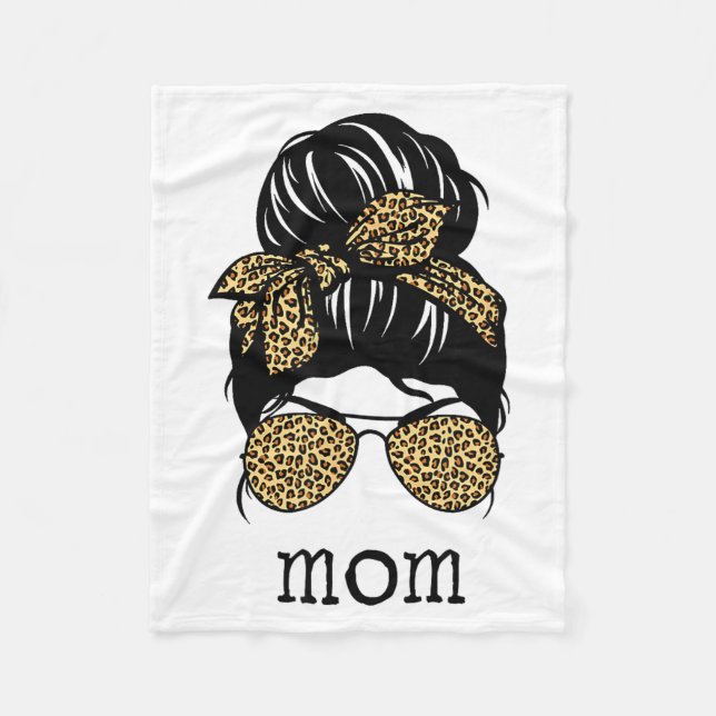 Manta Polar Leopard Print Messy Hair Bun Mom  (Anverso)