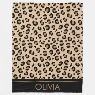 Manta Polar Leopard Print, Spots, Brown Leopard, Tu Nombre