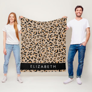 Manta Polar Leopard Print, Spots, Brown Leopard, Tu Nombre