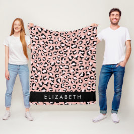 Manta Polar Leopard Print, Spots, Pink Leopard, Tu Nombre