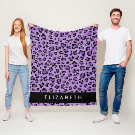 Manta Polar Leopard Print, Spots, Purple Leopard, tu nombre