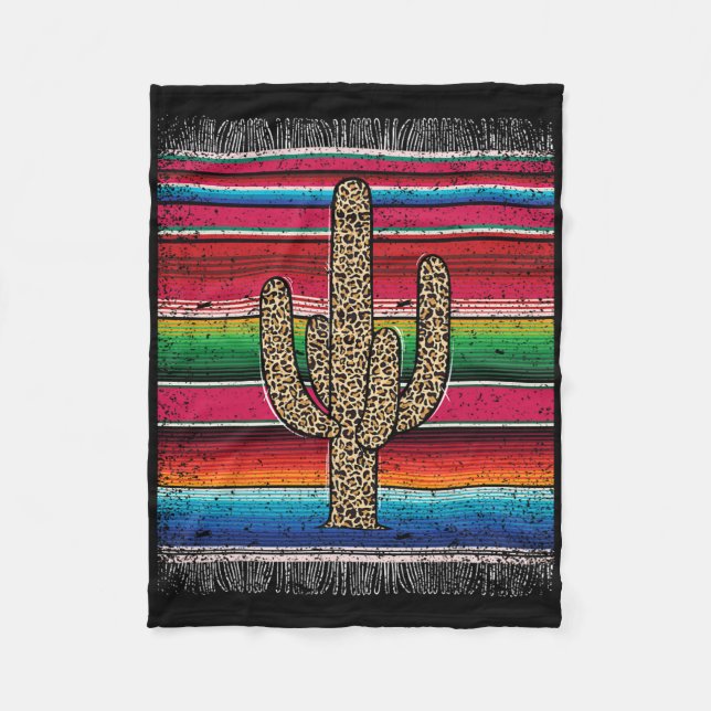Manta Polar Leopardo Cactus Mexicano Serape Cinco De Mayo (Anverso)