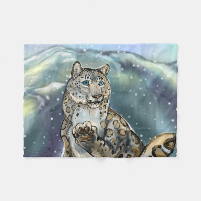 Manta Polar Leopardo de la nieve (Frente (Horizontal))