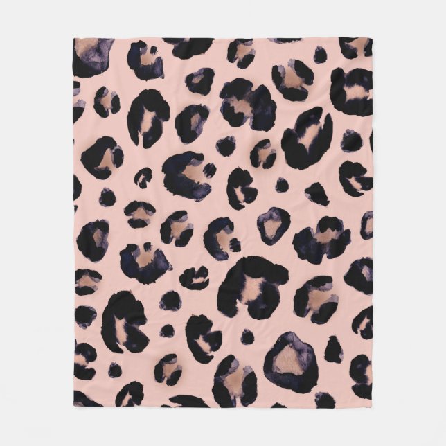 Manta Polar Leopardo de la nieve, textura dibujada a mano. (Anverso)