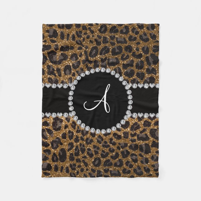 Manta Polar Leopardo del purpurina del oro del monograma (Anverso)