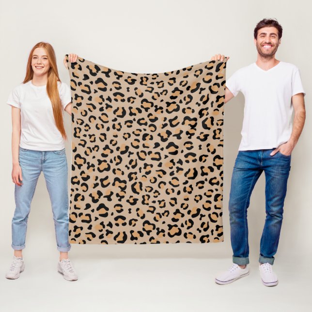Manta Polar Leopardo Print, Leopard Spots, Brown Leopard (In situ)