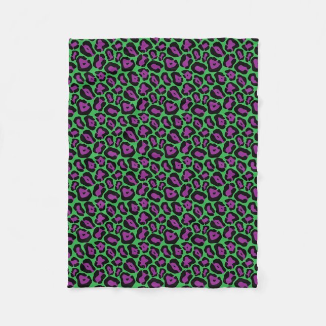 Manta Polar Leopardo verde y púrpura (Anverso)
