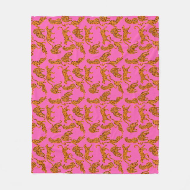Manta Polar Leopardos abstractos con labios rojos y envoltura  (Anverso)