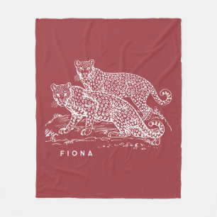 Manta Polar Leopards Ilustracion quemado Sienna Fleece Blanket