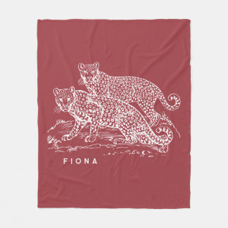 Manta Polar Leopards Ilustracion quemado Sienna Fleece Blanket