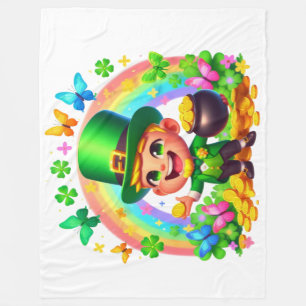 Manta Polar Leprechaun arcoiris con oro
