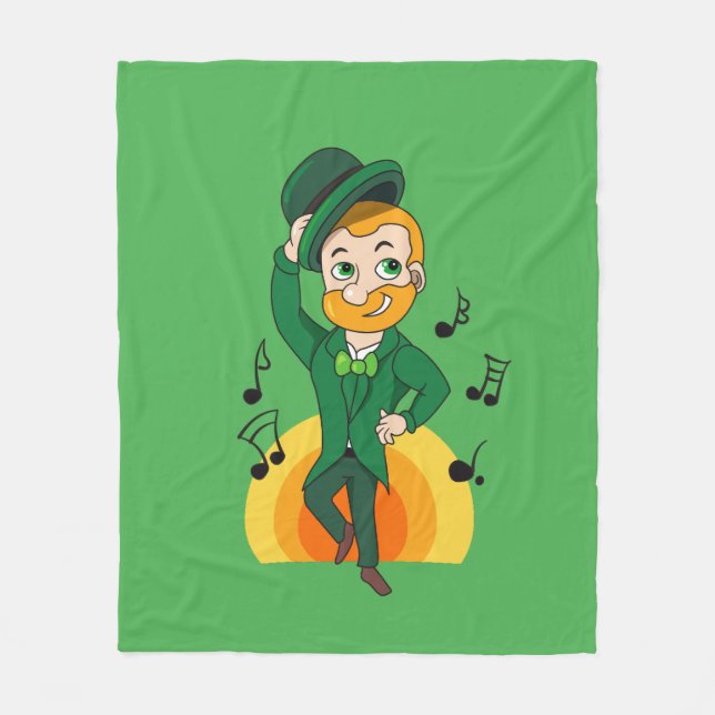 Manta Polar Leprechaun bailando, personalizado de San Patricio (Anverso)