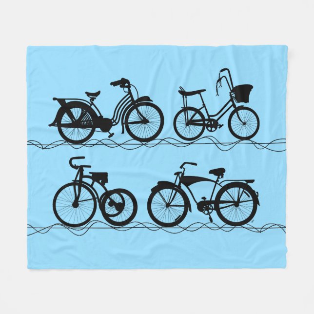 Manta Polar Les Bicyclettes Black Fleece Blanket (Frente (Horizontal))
