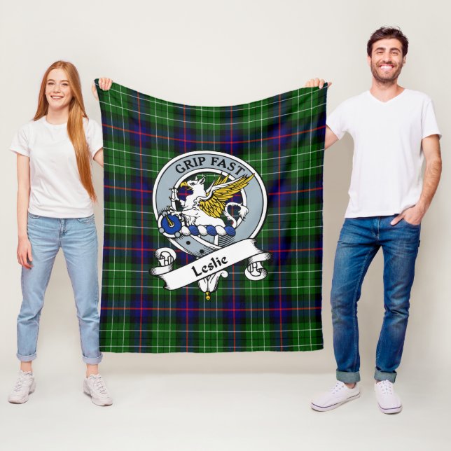 Manta Polar Leslie Hunting Clan Badge Tartan Plaid (In situ)