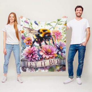 Manta Polar Let It Bee – Watercolor Bumblebee Spring Floral 