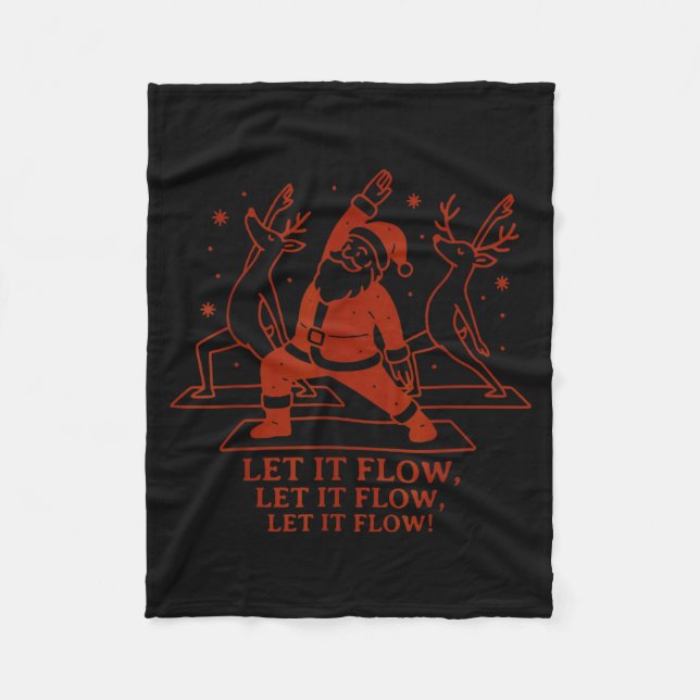 Manta Polar Let It Flow Yoga Santa, Funny Christmas Yoga  (Anverso)