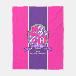 Manta Polar Letra A nombre Adelle que significa unicornio rosa