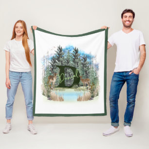 Manta Polar Letra de monograma D personalizada para ciervo acu