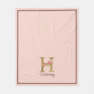 Manta Polar Letra de nombre personalizado H Lámina de oro Rosa